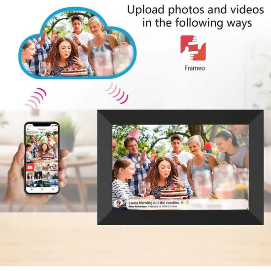 10.1-Inch Wooden Frame WiFi Digital Photo Frame - 32GB Storage, IPS Touchscreen, App Remote Sharing - Magdasmall