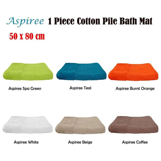 1000GSM Aspiree Soft 100% Cotton Bath Mat 50 x 80 cm Spa Green - Magdasmall