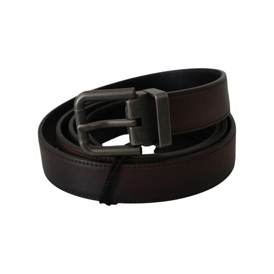 100% Authentic Dolce & Gabbana Leather Belt with Gray Buckle 115 cm Men - Magdasmall