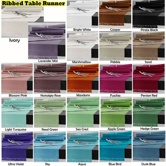 100% COTTON Ribbed Table Runner Dusk Blue 45 x 150cm - Magdasmall