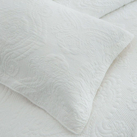 100% Cotton Coverlet Set Damask White King - Magdasmall