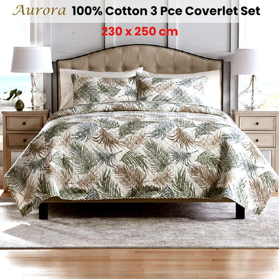 100% Cotton Lightly Quilted Coverlet Set Aurora Queen - Magdasmall