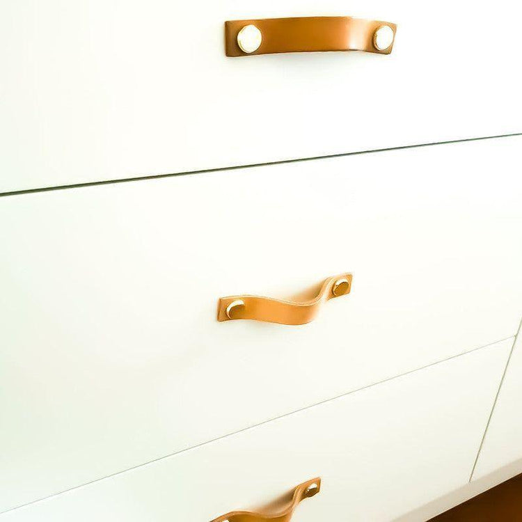 100% Genuine Leather Door Knob Cabinet Kitchen Drawer Handle Pull laundry gold - Magdasmall