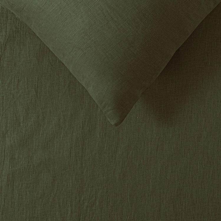 100% Linen Olive Quilt Cover Set Single - Magdasmall