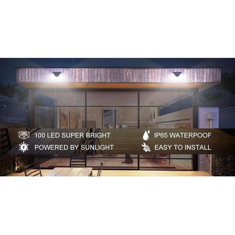 100 Waterproof LED Motion Sensor Solar Security Lights Outdoor (2pack) - Magdasmall