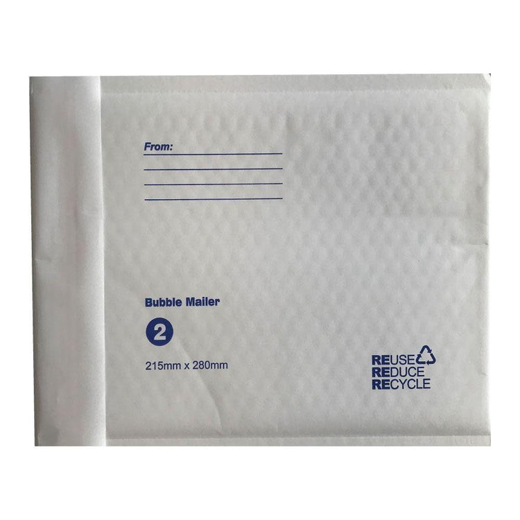 100x Tempest 215x280mm Bubble Mailers No.2 White Padded Eco Mail Bags Envelopes - Magdasmall