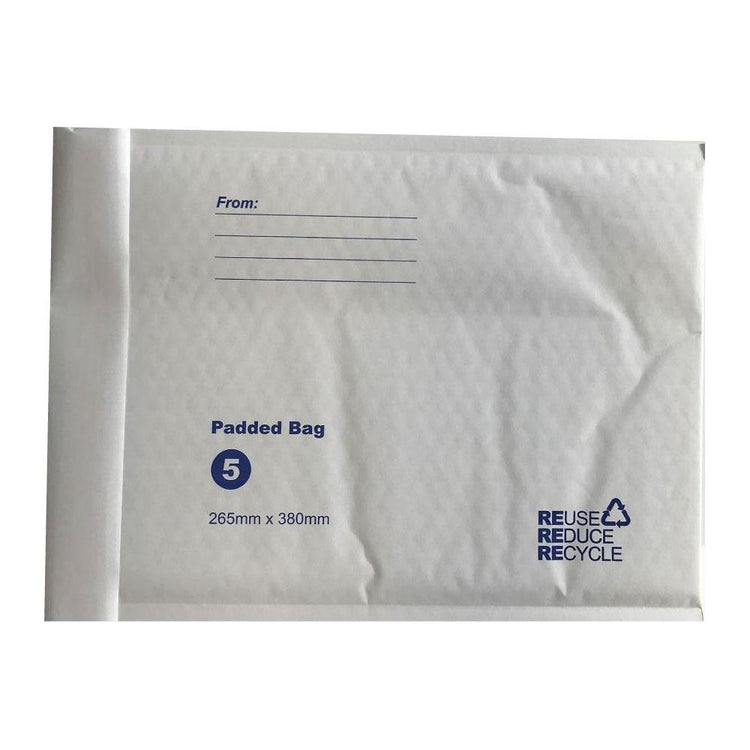 100x Tempest 265x380mm Bubble Mailers No.5 White Padded Eco Mail Bags Envelopes - Magdasmall