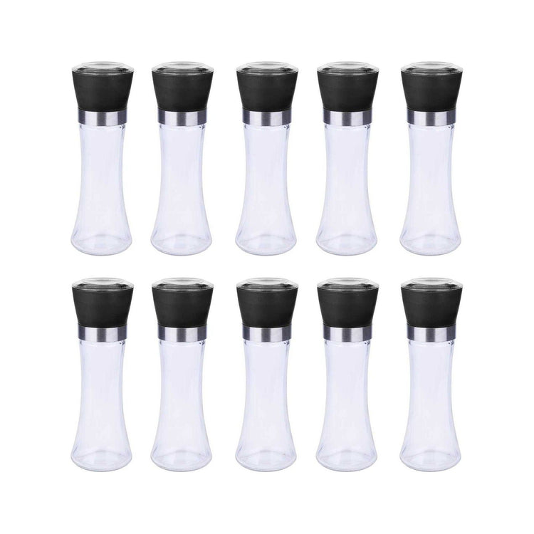 10x 180ml Glass Salt or Pepper Grinder 18cm - Adjustable Ceramic Core Tall Mill - Magdasmall