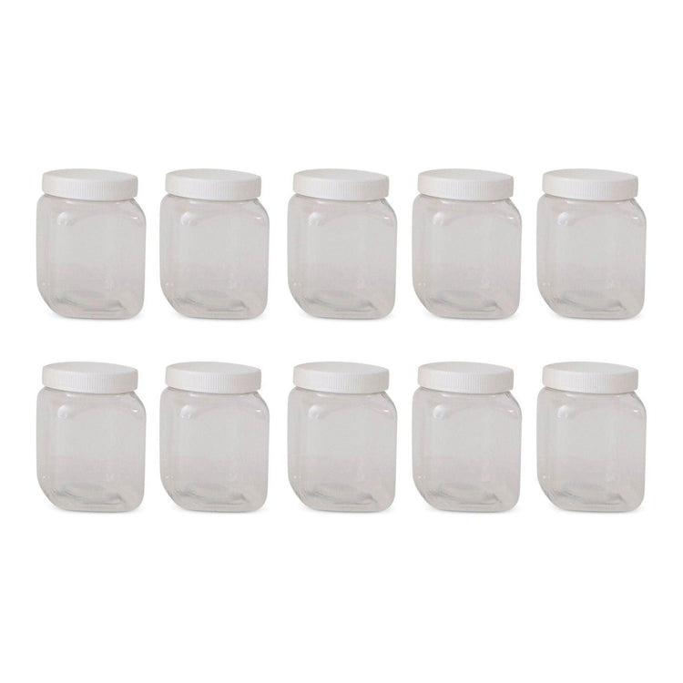 10x 250g Plastic Honey Jars + Lids - Square Clear Food Grade Packaging Containers - Magdasmall
