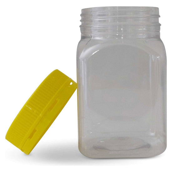 10x 500g Plastic Honey Jars + Lids - Square Clear Food Grade Packaging Containers - Magdasmall