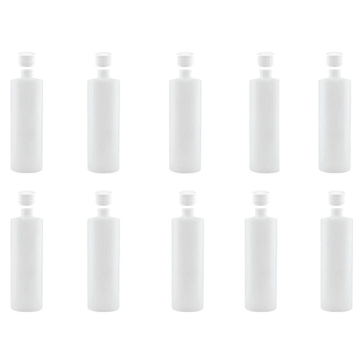 10x 500ml Clear HDPE Round Bottle + 28/410 Caps - Empty Plastic Food Storage - Magdasmall