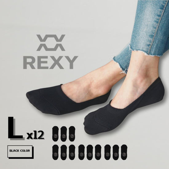 12X Rexy Cushion No Show Ankle Socks Large Non-Slip Breathable BLACK - Magdasmall