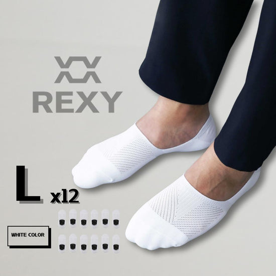 12X Rexy Cushion No Show Ankle Socks Large Non-Slip Breathable WHITE - Magdasmall