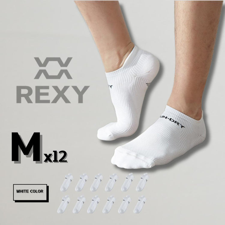 12X Rexy Seamless Sport Sneakers Socks Medium Non-Slip Heel Tab WHITE - Magdasmall