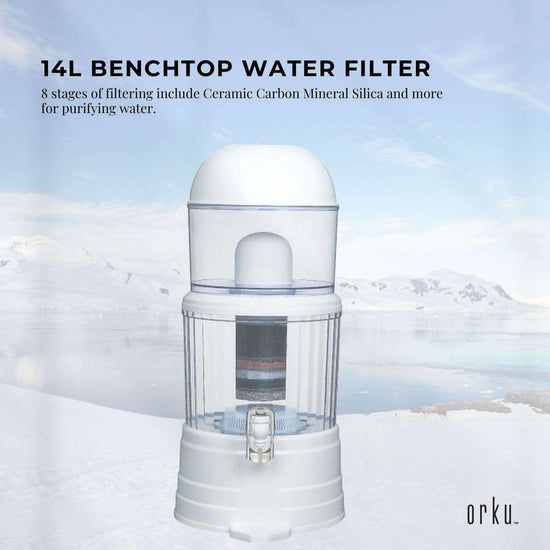 14L Benchtop 8 Stage Water Filter - Ceramic Carbon Mineral Stone Silica Purifier - Magdasmall