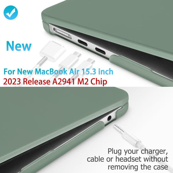 15 inch Air 2023 MacBook Air Matte Case A2941 M2 Chip Hard Shell Case Keyboard Cover Midnight Green - Magdasmall