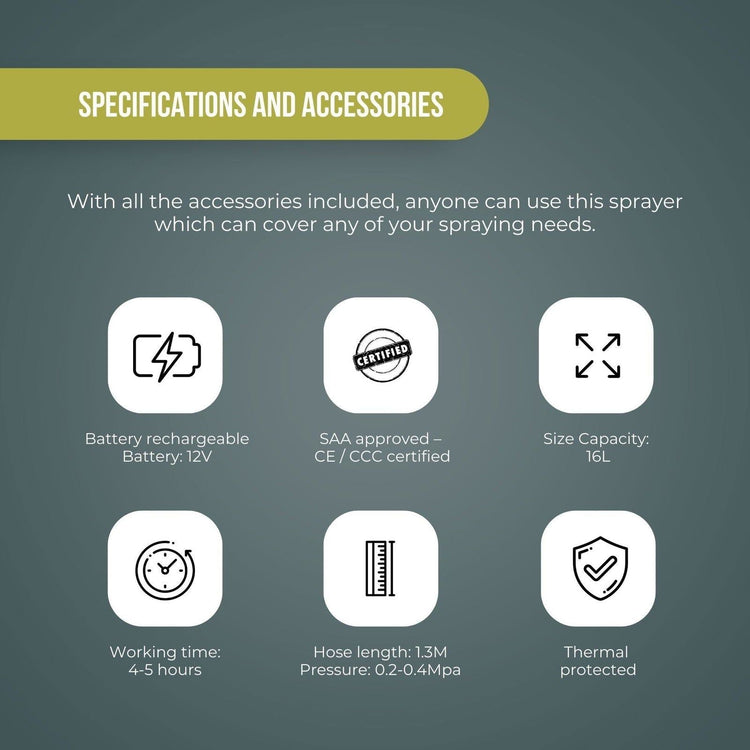 16L Rechargeable Backpack Pressure Sprayer - Portable Electric Garden Weed Pump - Magdasmall