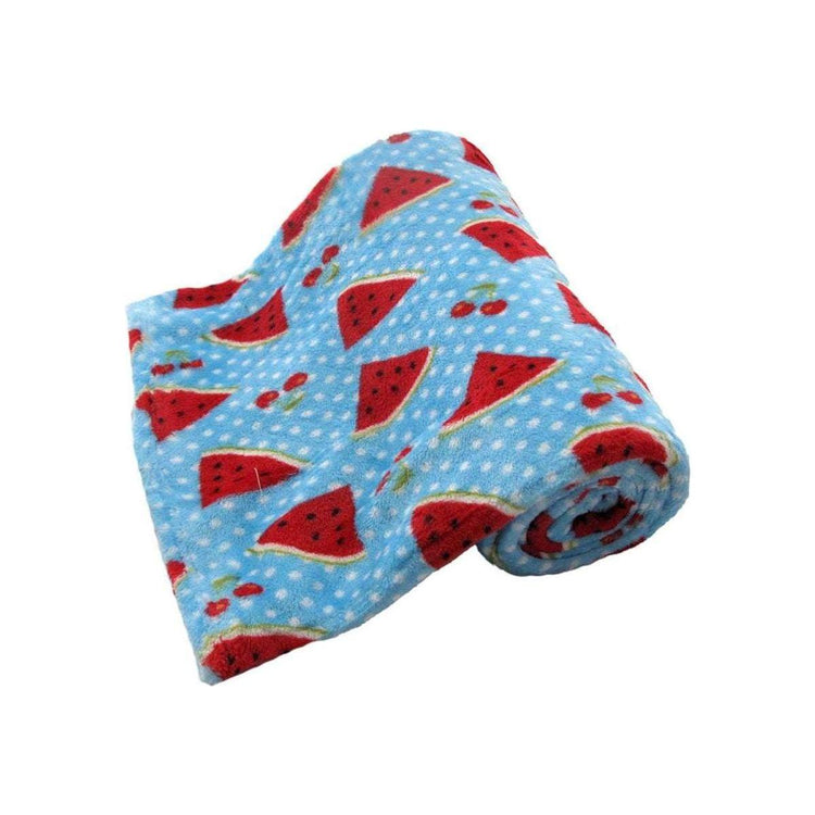 190GSM Girls Cute Ultra Soft Coral Fleece Throw 127 x 152cm Watermelon & Cherries - Magdasmall