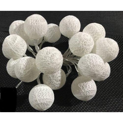 1 Set of 20 LED White 5cm Cotton Ball Battery Powered String Lights Christmas Gift Home Wedding Party Bedroom Decoration Outdoor Indoor Table Centrepiece - Magdasmall