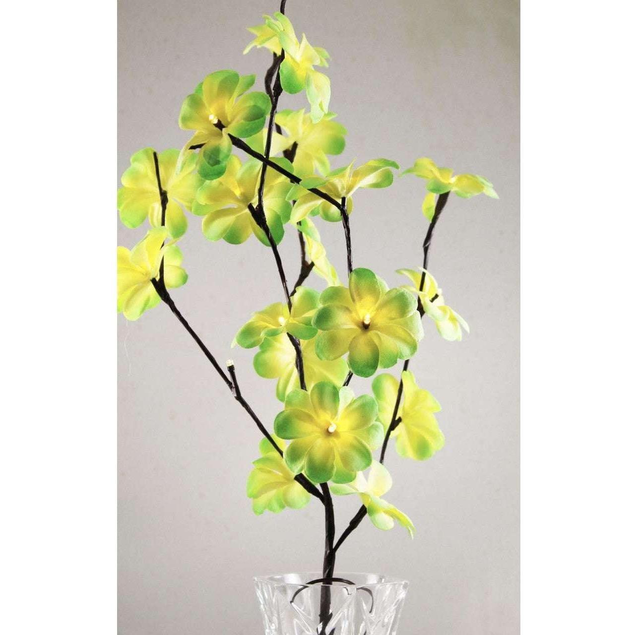 1 Set of 50cm H 20 LED Green Frangipani Tree Branch Stem Fairy Light Wedding Event Party Function Table Vase Centrepiece Tropical Decoration - Magdasmall