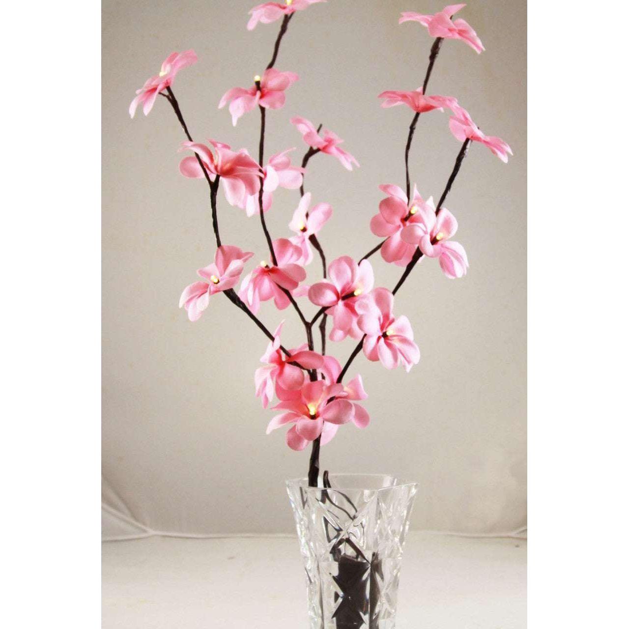 1 Set of 50cm H 20 LED Pink Frangipani Tree Branch Stem Fairy Light Wedding Event Party Function Table Vase Centrepiece Decoration Girl Bedroom - Magdasmall