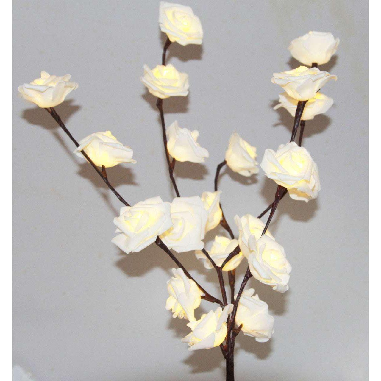 1 Set of 50cm H 20 LED White Rose Tree Branch Stem Fairy Light Wedding Event Party Function Table Vase Centrepiece Decoration - Magdasmall