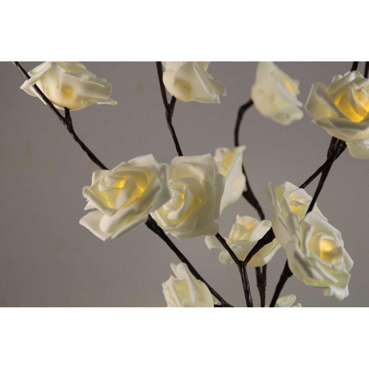 1 Set of 50cm H 20 LED White Rose Tree Branch Stem Fairy Light Wedding Event Party Function Table Vase Centrepiece Decoration - Magdasmall