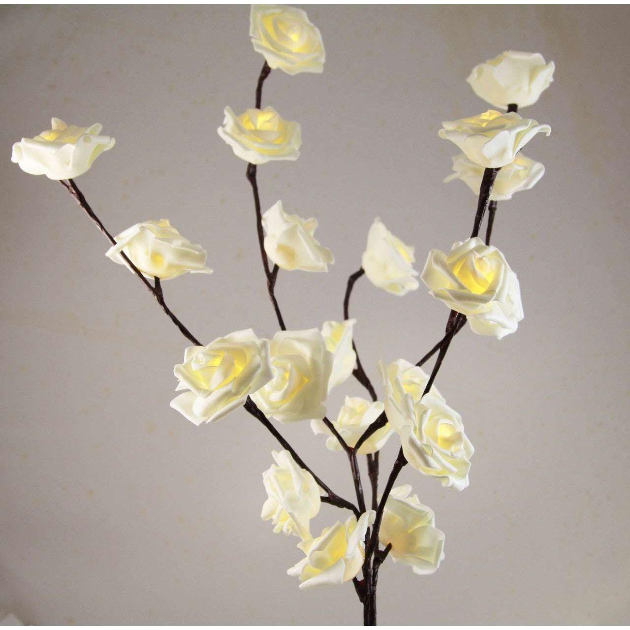 1 Set of 50cm H 20 LED White Rose Tree Branch Stem Fairy Light Wedding Event Party Function Table Vase Centrepiece Decoration - Magdasmall