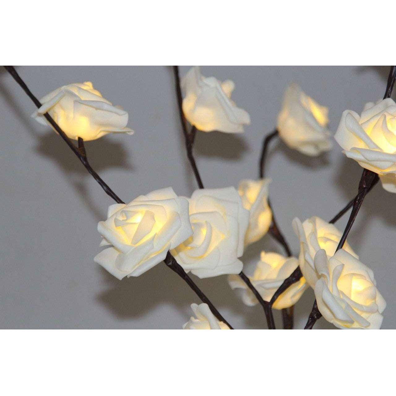 1 Set of 50cm H 20 LED White Rose Tree Branch Stem Fairy Light Wedding Event Party Function Table Vase Centrepiece Decoration - Magdasmall