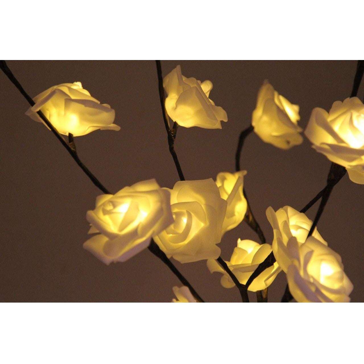 1 Set of 50cm H 20 LED White Rose Tree Branch Stem Fairy Light Wedding Event Party Function Table Vase Centrepiece Decoration - Magdasmall