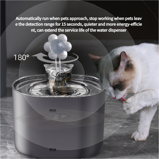 2.2L Intelligent Sensing Pet Water Fountain with Smart Sensor and Filter – Black Design - Magdasmall