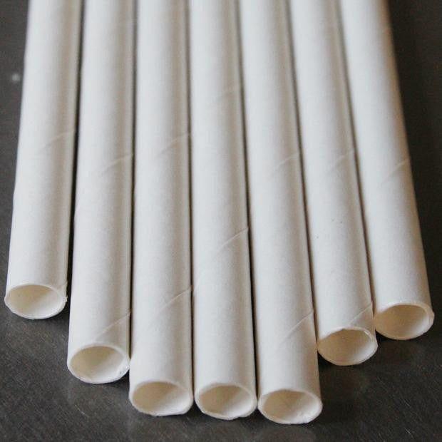 200 Pack White Drinking Straws Biodegradable Eco Paper Birthday Party Event Bistro Bar Cafe Take Away - Magdasmall