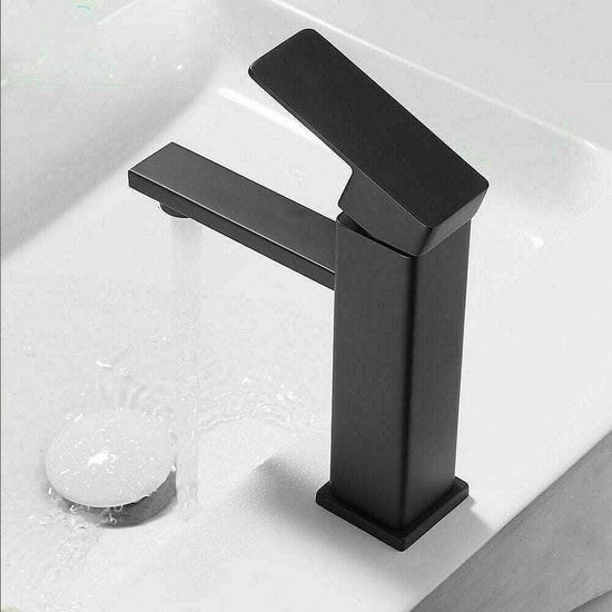 2021 Square Cube style basin mount tap low faucet Matte Black tap mixer spout - Magdasmall