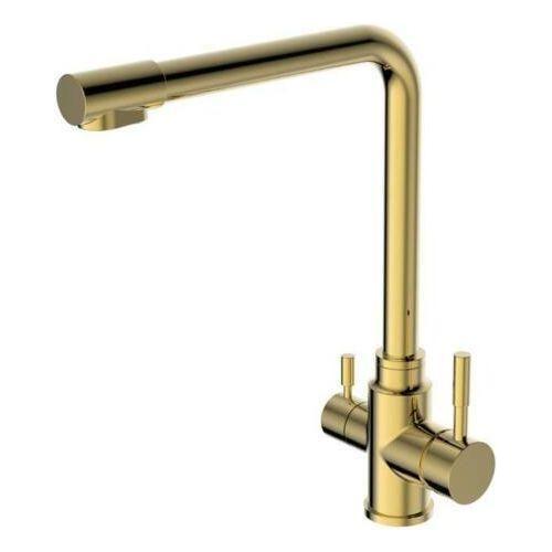2023 Brushed Brass Gold L shape 3 way filter water kitchen mixer tap faucet Stainless steel Made PVD plated - Magdasmall