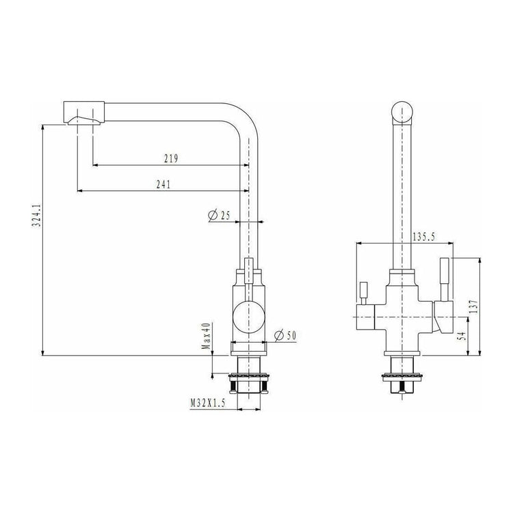 2023 Brushed Brass Gold L shape 3 way filter water kitchen mixer tap faucet Stainless steel Made PVD plated - Magdasmall