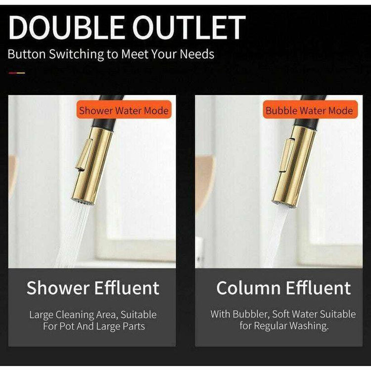 2023 Brushed Gold Spout Matte Black pull out with spray function kitchen mixer tap faucet - Magdasmall