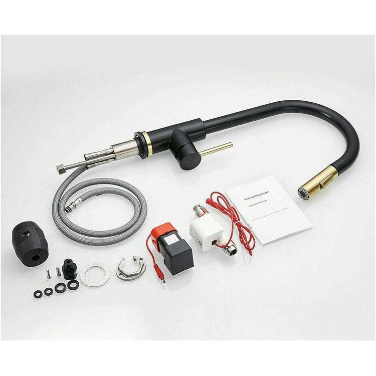 2023 Brushed Gold Spout Matte Black pull out with spray function kitchen mixer tap faucet - Magdasmall