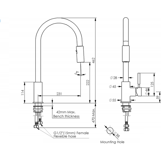 2023 Brushed Nickel Pull out Kitchen tap solid stainless steel made - Magdasmall