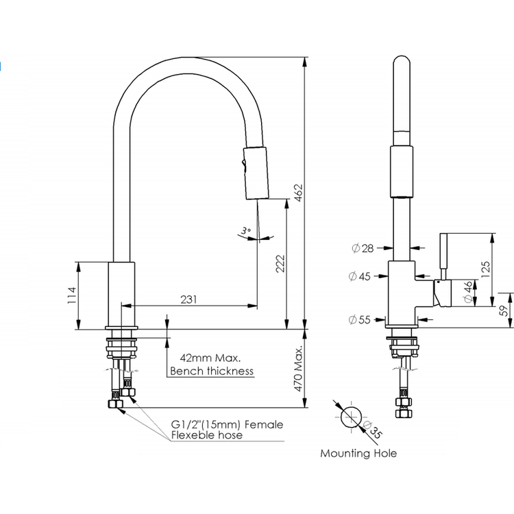 2023 Brushed Nickel Pull out Kitchen tap solid stainless steel made - Magdasmall