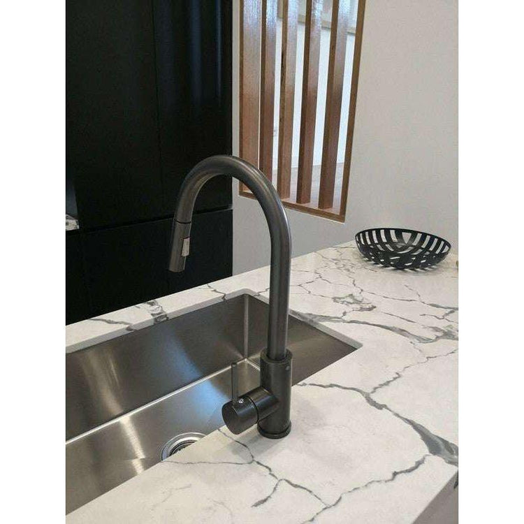 2023 Brushed Nickel Pull out Kitchen tap solid stainless steel made - Magdasmall