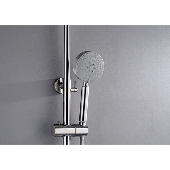 2023 Brushed Nickel Solid Stainless Steel 304 made shower set w diverter 200 mm head sprayer hand held head Suit Outdoor - Magdasmall