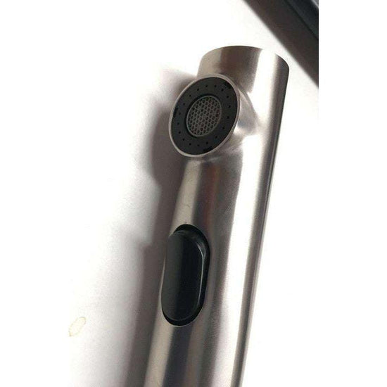 2023 Brushed Nickel Stainless steel L shape pull out with spray function spring kitchen mixer tap faucet Stainless steel Made PVD plated - Magdasmall