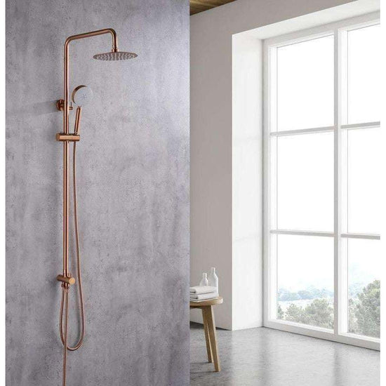 2023 Brushed Rose Gold Copper Solid Stainless Steel 304 made shower set w diverter 200 mm head sprayer hand held head - Magdasmall