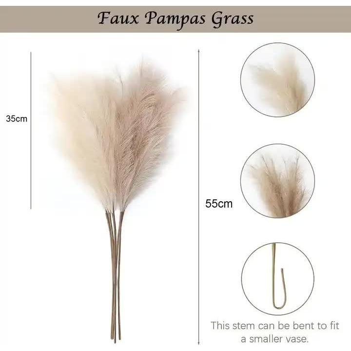 20 sticks Natural Dark Gray Pampas Grass Bouquet-21.65" Fluffy Dried Pampas for Home Decor and Events - Magdasmall