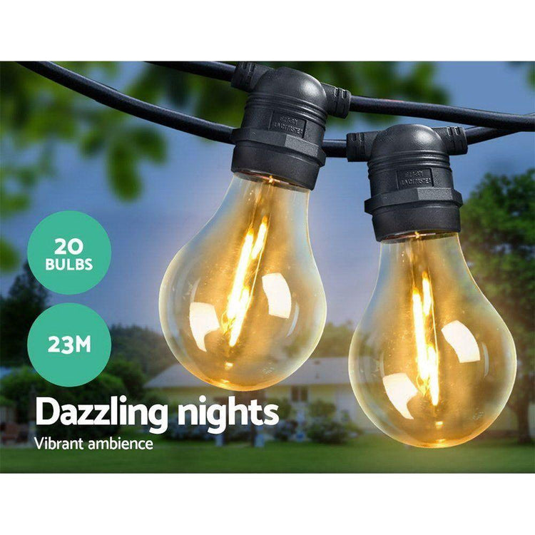 23m LED Festoon String Lights Outdoor Christmas Decorations Wedding Garden Party - Magdasmall