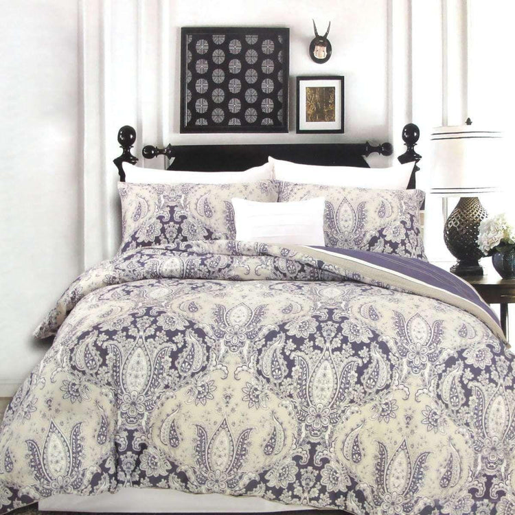 250TC Cotton Reversible Quilt Cover Set Elizabeth Queen - Magdasmall