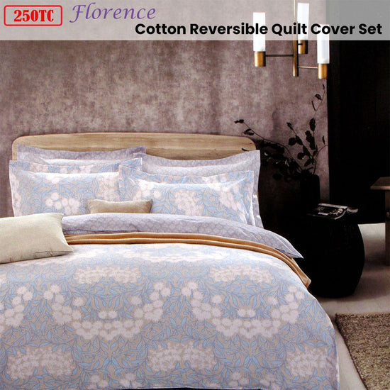 250TC Florence Cotton Reversible Quilt Cover Set King - Magdasmall