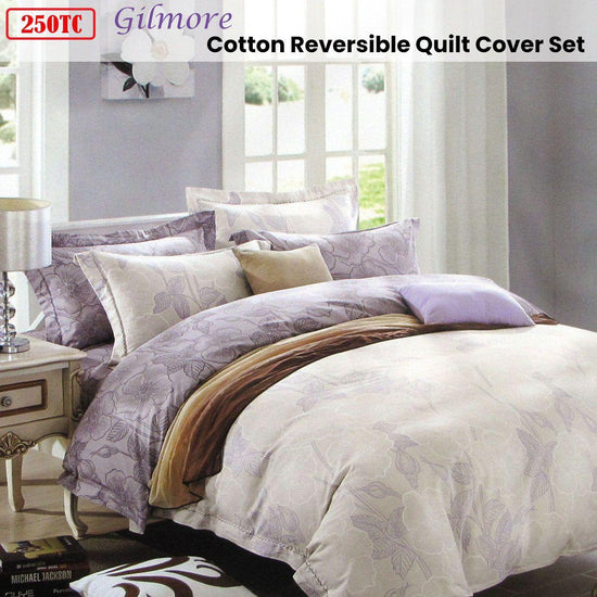 250TC Gilmore Cotton Reversible Quilt Cover Set Queen - Magdasmall