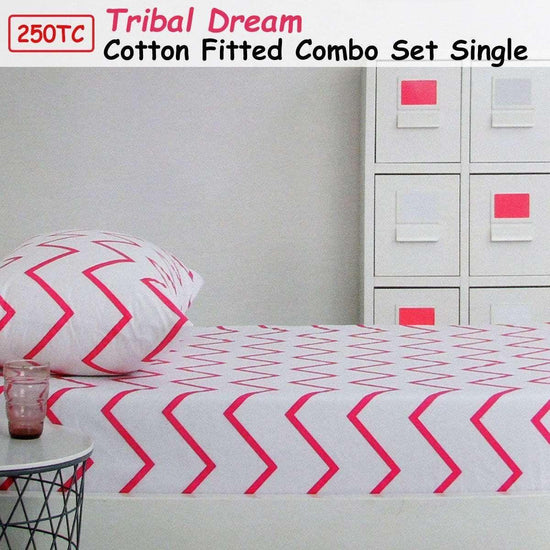 250TC Tribal Dream 100% Cotton Fitted Combo Set Single - Magdasmall
