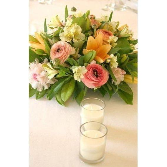 25 White Wax Clear Glass Holder Votive Candle - Wedding Event Centrepiece Table Decoration - Magdasmall